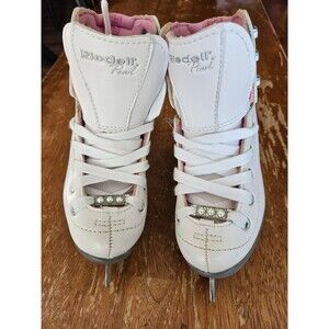 Riedell Pearl Kids White and Pink Figure Ice Skates